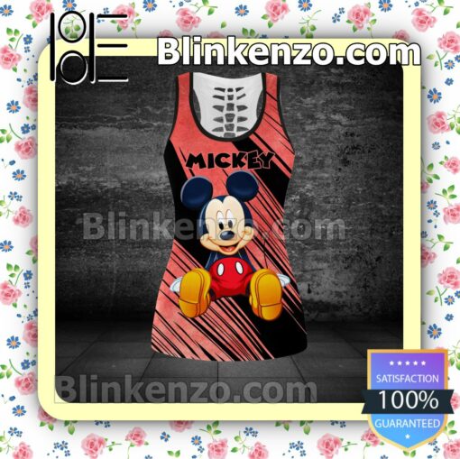 Mickey Mouse Diagonal Line Women Tank Top Pant Set b