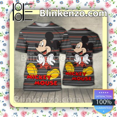 Mickey Mouse Horizontal Line Grey Women Tank Top Pant Set a