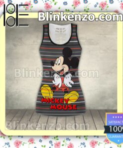 Mickey Mouse Horizontal Line Grey Women Tank Top Pant Set b