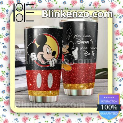 Mickey Mouse If You Can Dream It You Can Do It Glitter Travel Mug