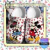 Mickey Mouse Kiss Minnie Mouse Heart On White Halloween Clogs