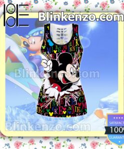 Mickey Mouse Multicolor Letters Women Tank Top Pant Set c