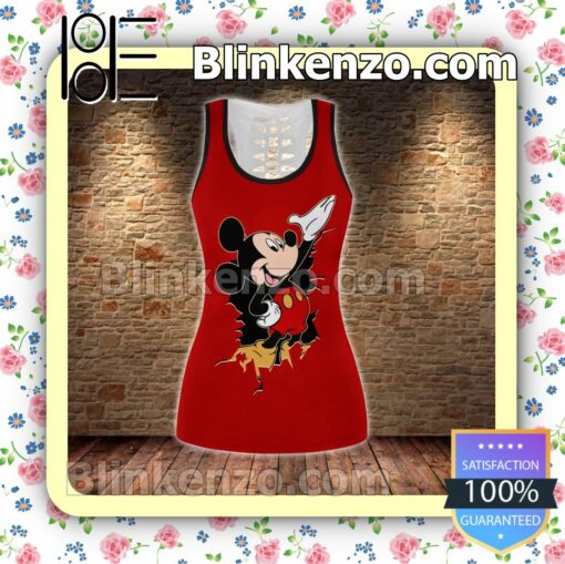 Mickey Mouse Red Women Tank Top Pant Set e