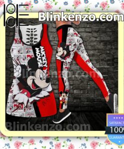 Mickey Mouse Torn Ripped Red Women Tank Top Pant Set