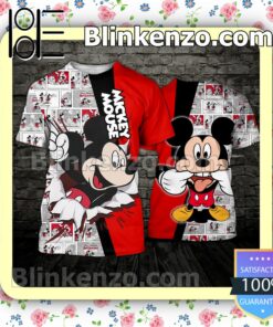 Mickey Mouse Torn Ripped Red Women Tank Top Pant Set a