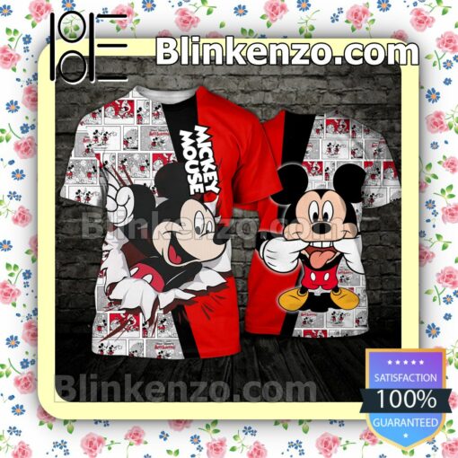 Mickey Mouse Torn Ripped Red Women Tank Top Pant Set a
