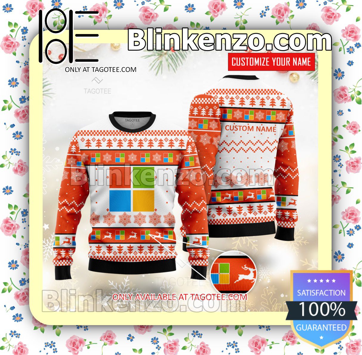 Microsoft Brand Print Christmas Sweater