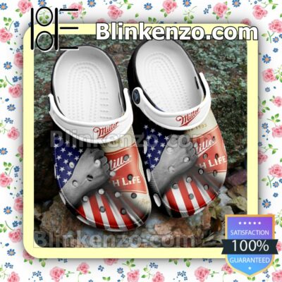 Miller High Life Beer American Flag Clogs