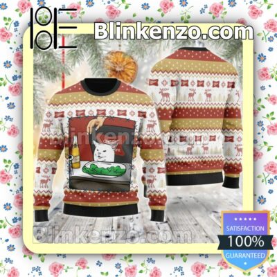 Miller High Life Cat Meme Christmas Pullover Sweaters