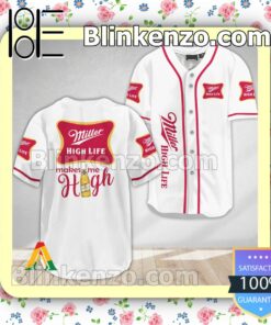 Miller High Life Make Me High Short Sleeve Plain Button Down Baseball Jersey Team