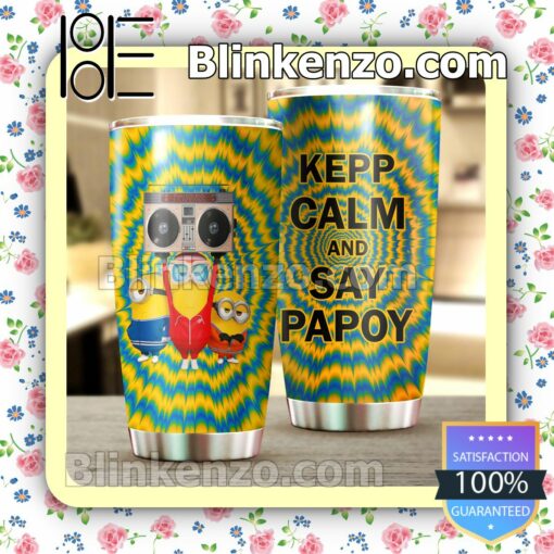 Minions Keep Calm And Say Papoy Tie Dye Travel Mug