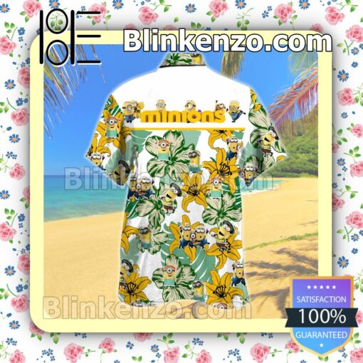 Minions Lily And Hibiscus Flower Men Shirt a