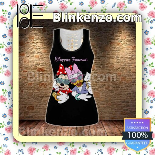 Minnie And Daisy Duck Sisters Forever Women Tank Top Pant Set e