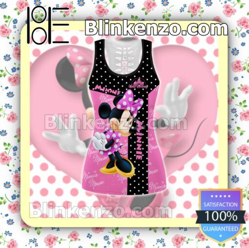 Minnie Mouse Black And Pink Women Tank Top Pant Set b