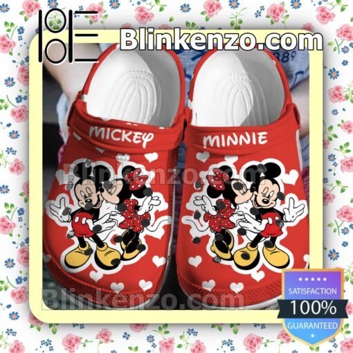 Minnie Mouse Kiss Mickey Red Halloween Clogs