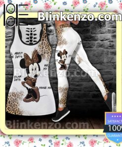 Minnie Mouse Leopard Pattern Women Tank Top Pant Set