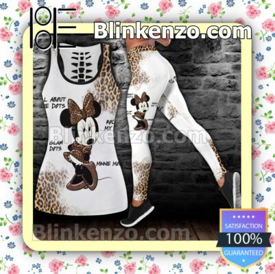 Minnie Mouse Leopard Pattern Women Tank Top Pant Set