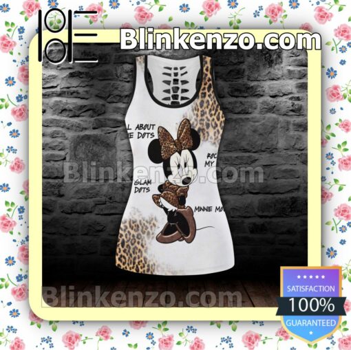 Minnie Mouse Leopard Pattern Women Tank Top Pant Set b
