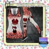 Minnie Mouse Leopard Red And Grey Glitter Women Tank Top Pant Set