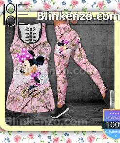 Minnie Mouse Pink Forest Camo Women Tank Top Pant Set
