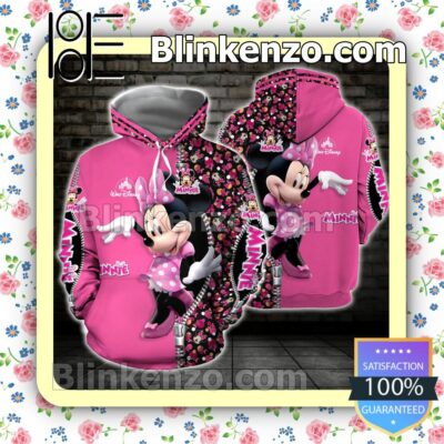 Minnie Mouse Zipper Pattern Pink Women Tank Top Pant Set a