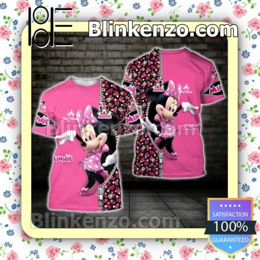Minnie Mouse Zipper Pattern Pink Women Tank Top Pant Set b