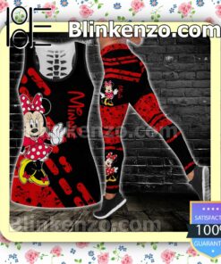 Minnie Red And Black Women Tank Top Pant Set