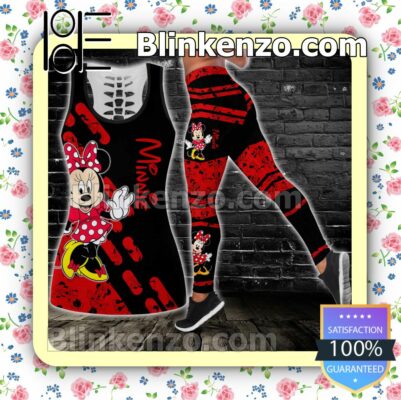 Minnie Red And Black Women Tank Top Pant Set