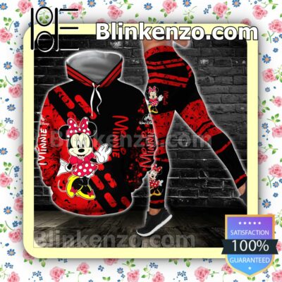 Minnie Red And Black Women Tank Top Pant Set a
