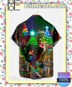 Multicolor Twinkle Christmas Tree Xmas Button Down Shirt a