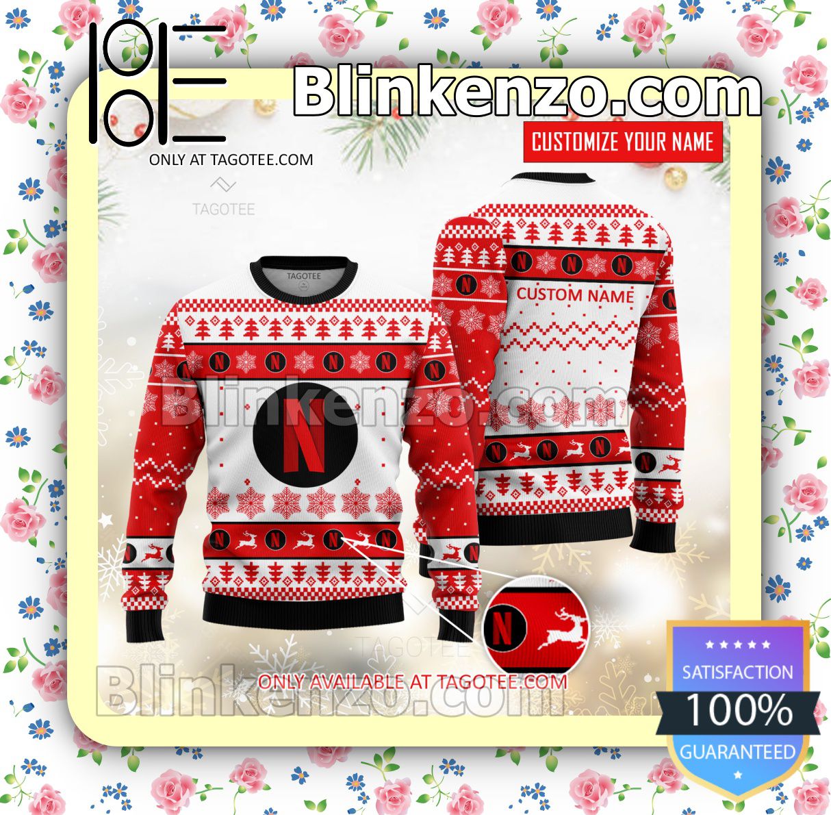Netflix Brand Print Christmas Sweater