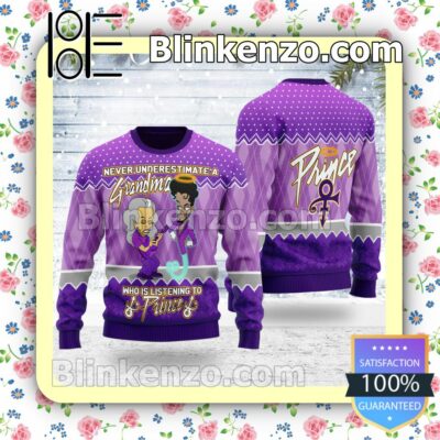 Never Underestimate A Grandma Who Is Listening To Prince Christmas Pullover Sweatshirts b
