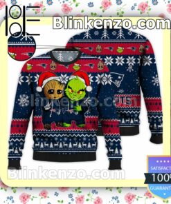 New England Patriots Baby Groot And Grinch Christmas NFL Sweatshirts