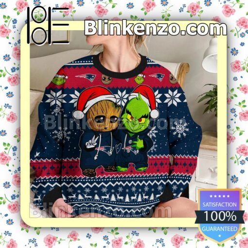 New England Patriots Baby Groot And Grinch Christmas NFL Sweatshirts b