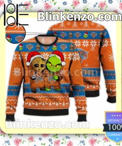 New York Knicks Baby Groot And Grinch Christmas NBA Sweatshirts
