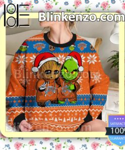 New York Knicks Baby Groot And Grinch Christmas NBA Sweatshirts b