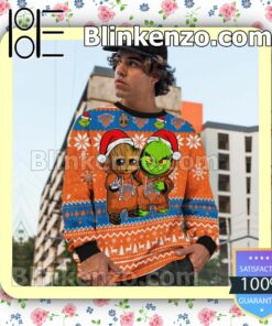New York Knicks Baby Groot And Grinch Christmas NBA Sweatshirts c