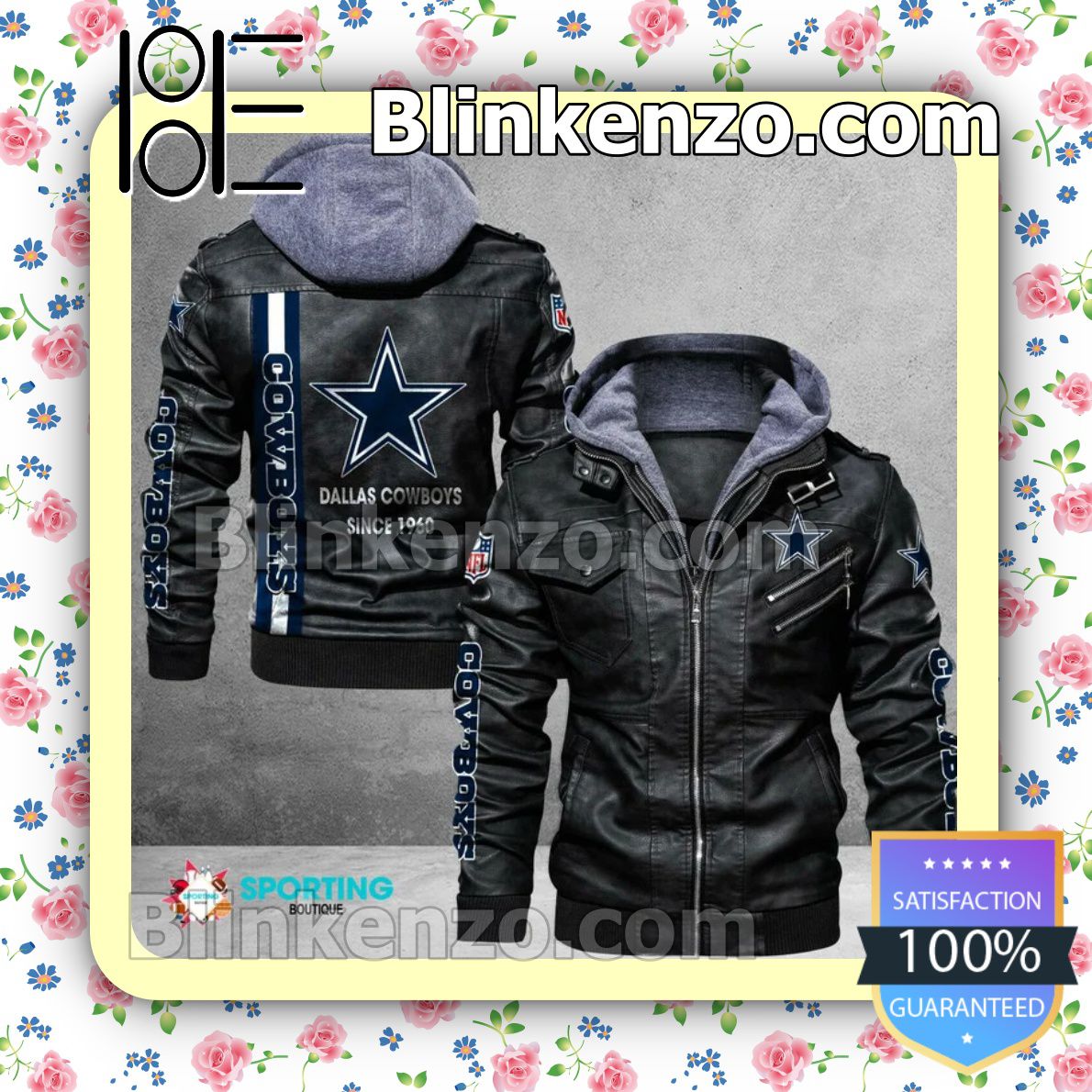 Nfl Dallas Cowboys Since 1960 Motorcycle Leather Jacket