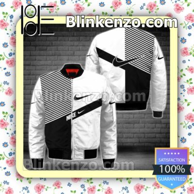Nike Black And White With Diagonal Stripes Military Jacket Sportwear