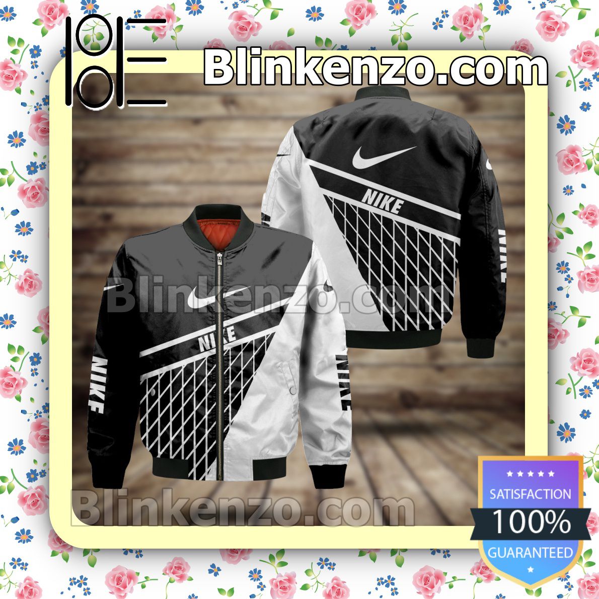 Nike Black And White With Rhombus Check Military Jacket Sportwear