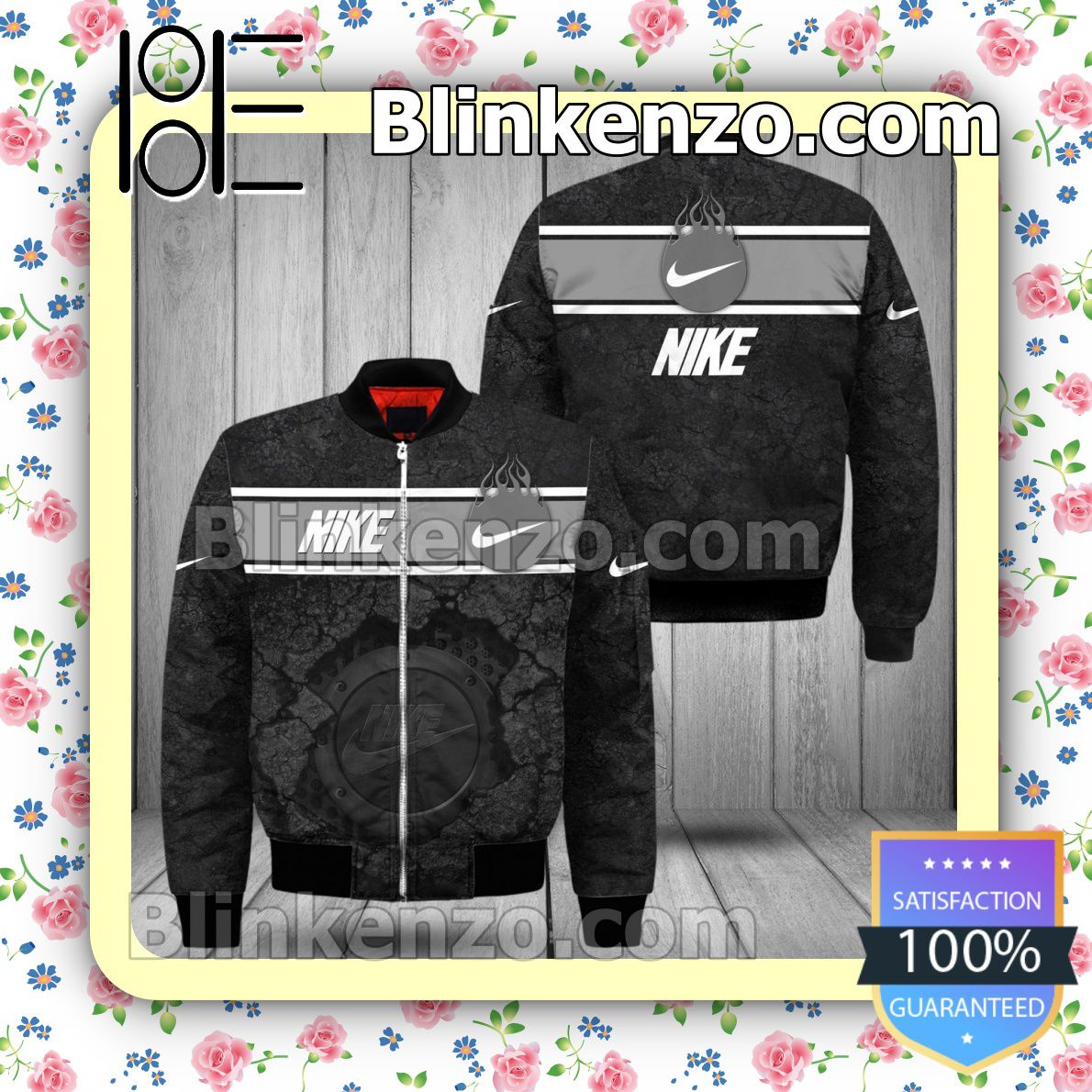 Nike Black Cracked Surface Military Jacket Sportwear