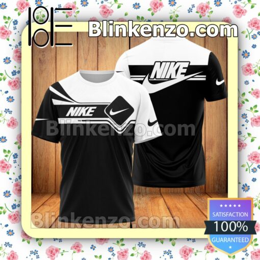 Nike Brand Logo Black Mix White Brand Crewneck Tee