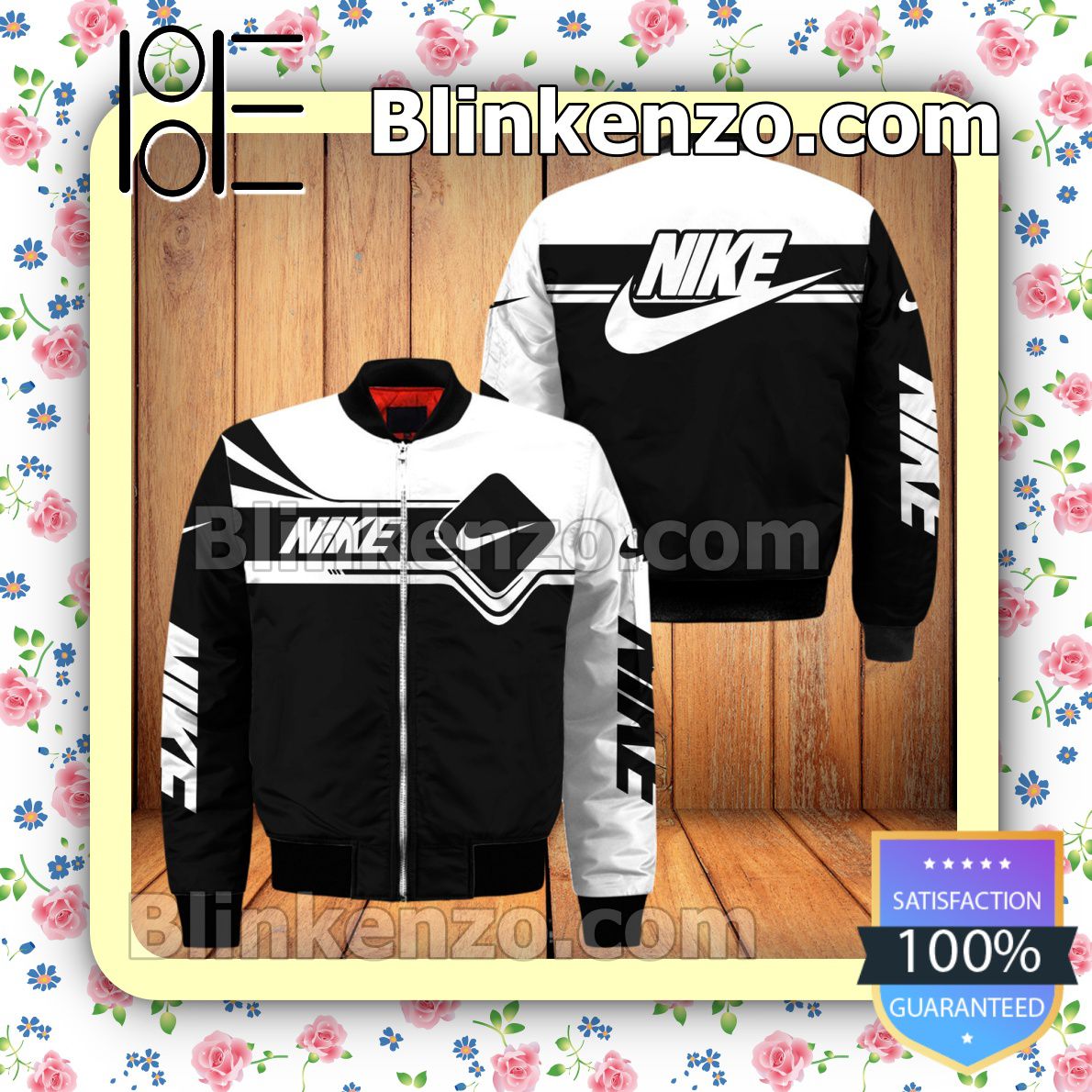 Nike Brand Logo Black Mix White Military Jacket Sportwear