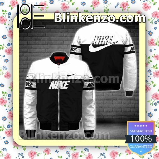 Nike Brand Logo White Mix Black Military Jacket Sportwear