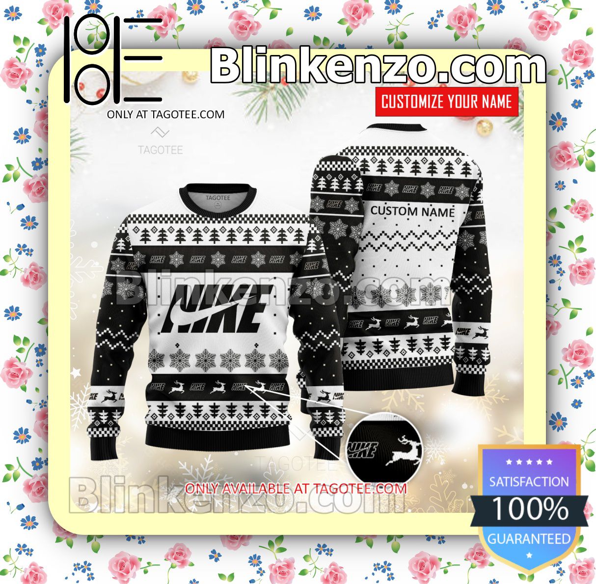 Nike Brand Print Christmas Sweater