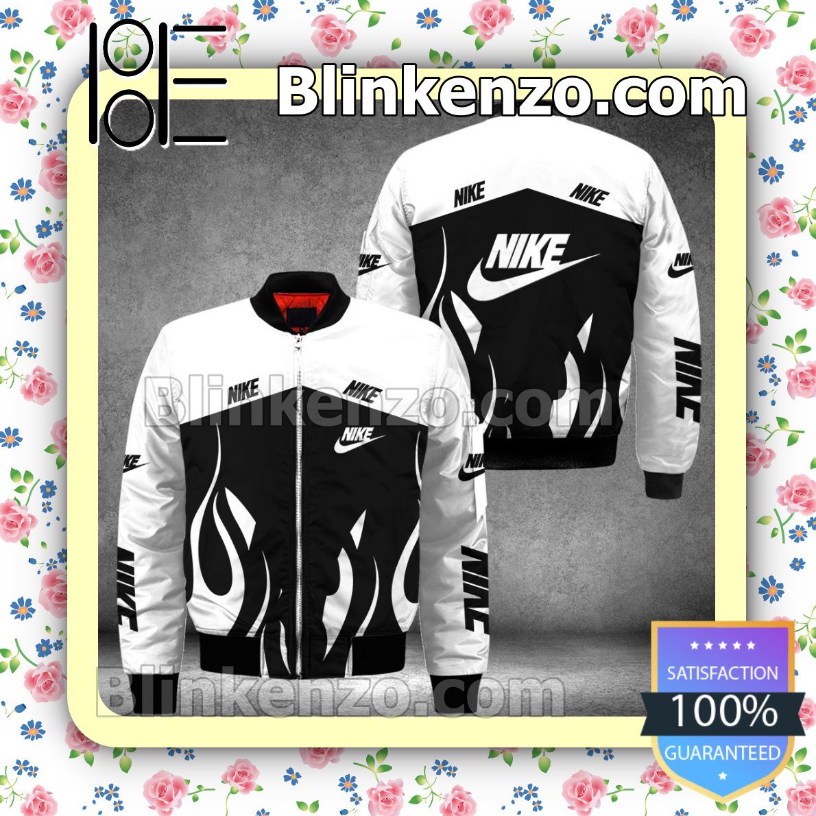 Nike Fire Pattern Black And White Military Jacket Sportwear
