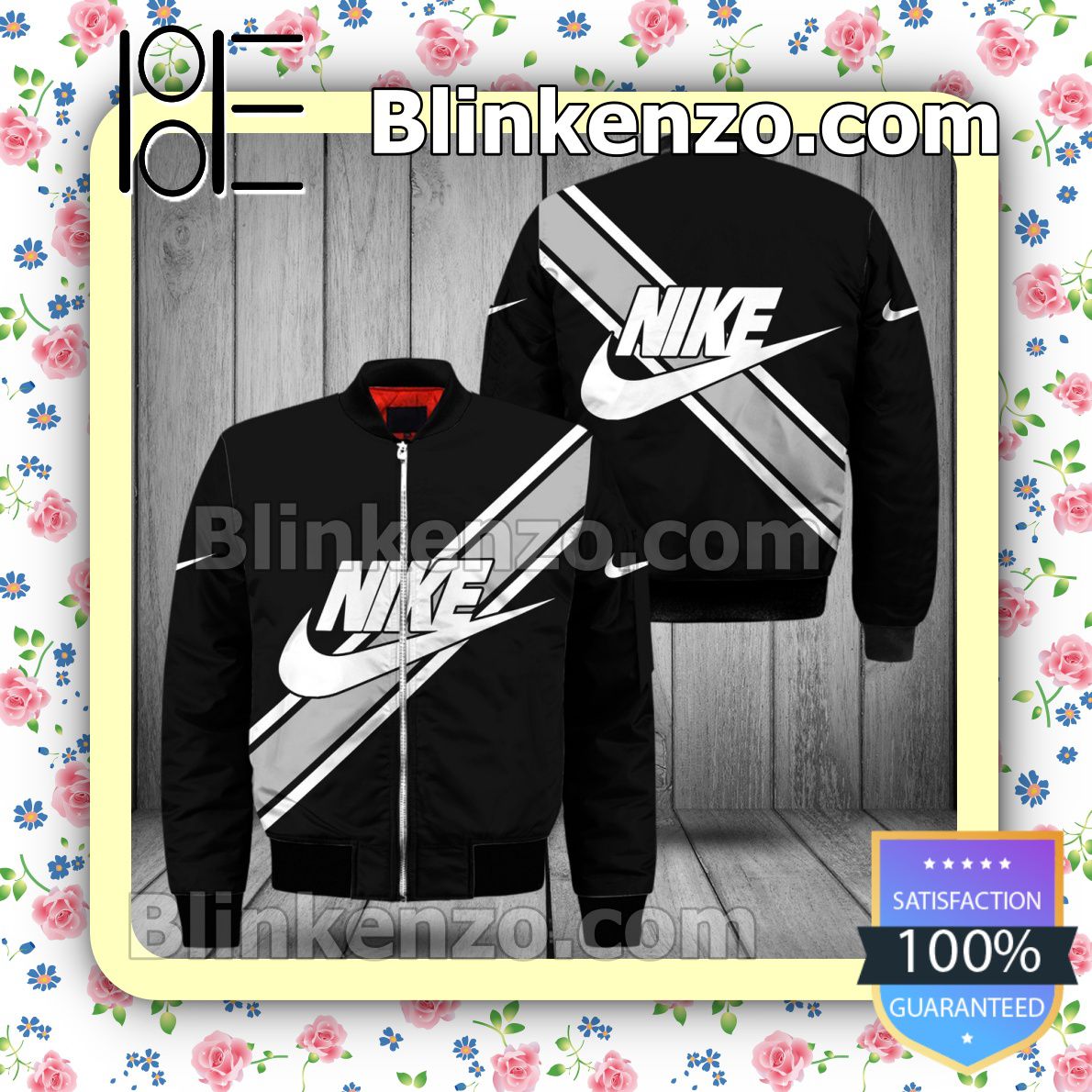 Nike Logo On Diagonal Stripes Military Jacket Sportwear