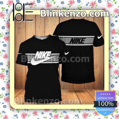 Nike Logo On Horizontal Stripes Brand Crewneck Tee