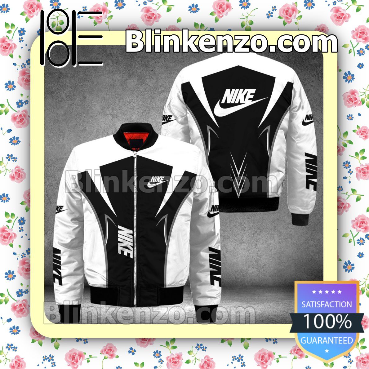 Nike Luxury Brand White And Black Military Jacket Sportwear