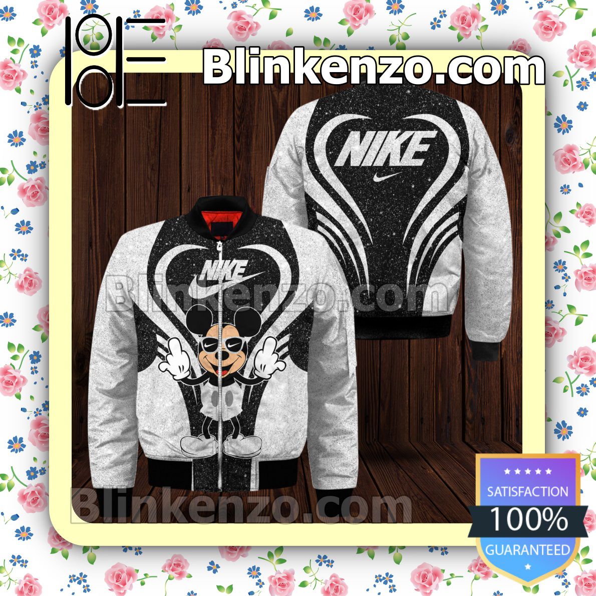 Nike Mickey Mouse Glitter Heart Military Jacket Sportwear